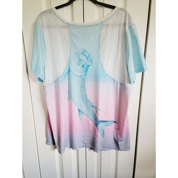 REEL LEGENDS Plus Size 2X Pullover Top Multicolor‎ Fish Pattern Pastel - Picture 2 of 7